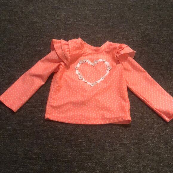 Cat & Jack Brand Girl's 18 Month Pink Ruffle Swim Shirt Rash guard Polka Dots - Picture 1 of 5